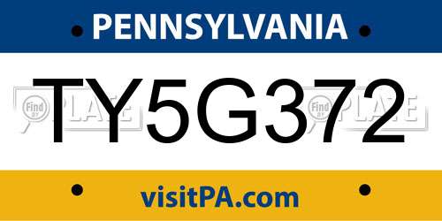 TY5G372 Pennsylvania License Plate