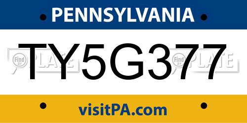 TY5G377 Pennsylvania License Plate