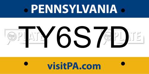 TY6S7D Pennsylvania License Plate