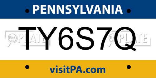 TY6S7Q Pennsylvania License Plate