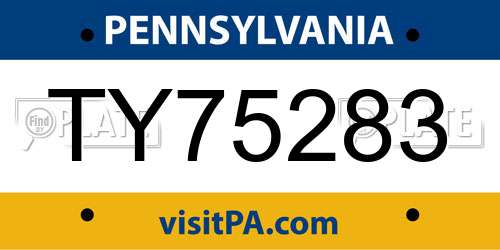 TY75283 Pennsylvania License Plate