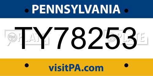 TY78253 Pennsylvania License Plate