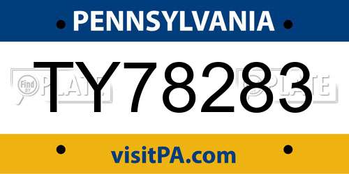 TY78283 Pennsylvania License Plate