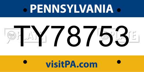 TY78753 Pennsylvania License Plate