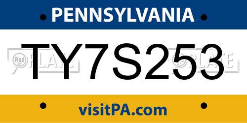 TY7S253 Pennsylvania License Plate