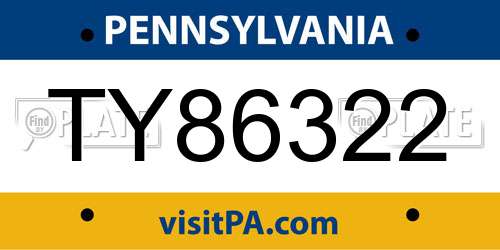 TY86322 Pennsylvania License Plate