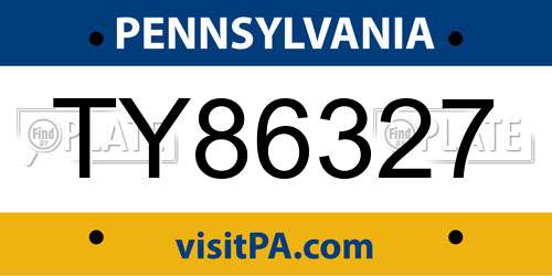 TY86327 Pennsylvania License Plate
