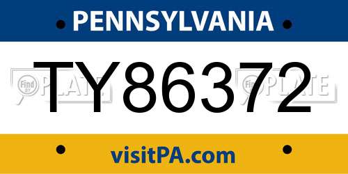 TY86372 Pennsylvania License Plate