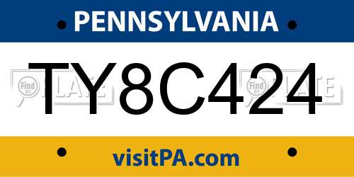 TY8C424 Pennsylvania License Plate