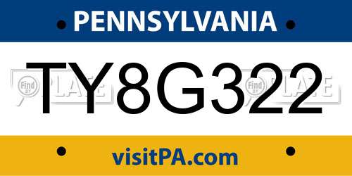 TY8G322 Pennsylvania License Plate