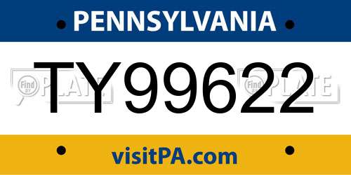 TY99622 Pennsylvania License Plate