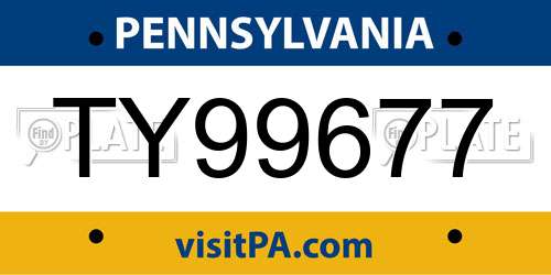 TY99677 Pennsylvania License Plate
