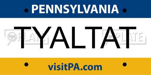 TYALTAT Pennsylvania License Plate