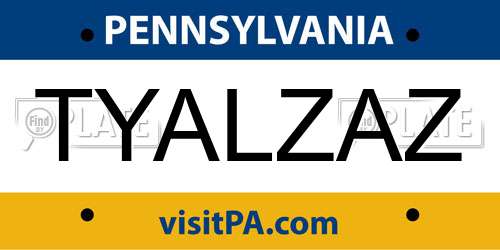 TYALZAZ Pennsylvania License Plate