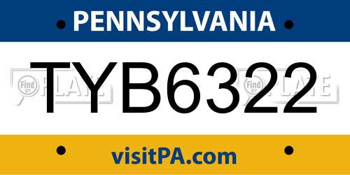 TYB6322 Pennsylvania License Plate
