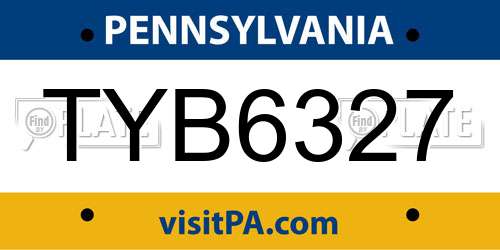 TYB6327 Pennsylvania License Plate