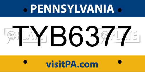 TYB6377 Pennsylvania License Plate