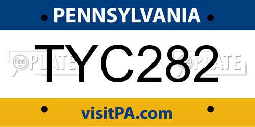 TYC282 Pennsylvania License Plate