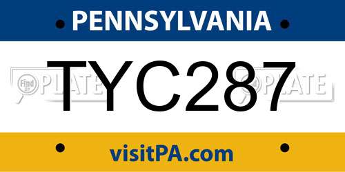 TYC287 Pennsylvania License Plate