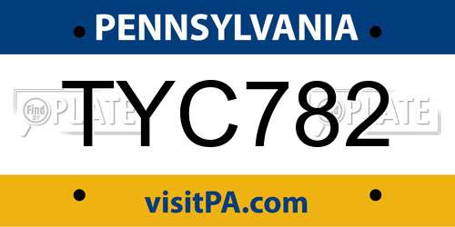 TYC782 Pennsylvania License Plate