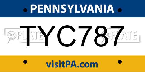 TYC787 Pennsylvania License Plate