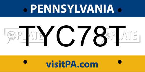 TYC78T Pennsylvania License Plate