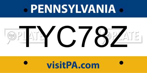 TYC78Z Pennsylvania License Plate