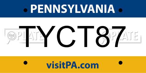 TYCT87 Pennsylvania License Plate