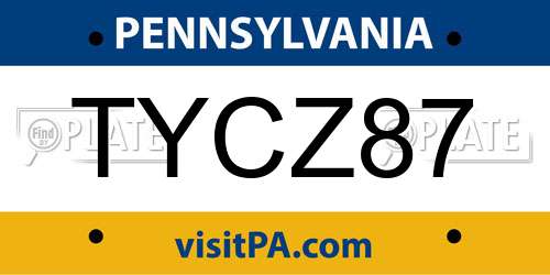 TYCZ87 Pennsylvania License Plate