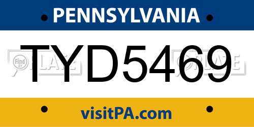 TYD5469 Pennsylvania License Plate