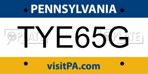 TYE65G Pennsylvania License Plate