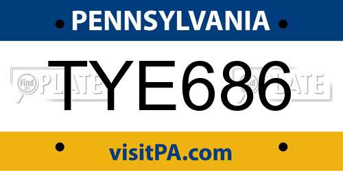 TYE686 Pennsylvania License Plate