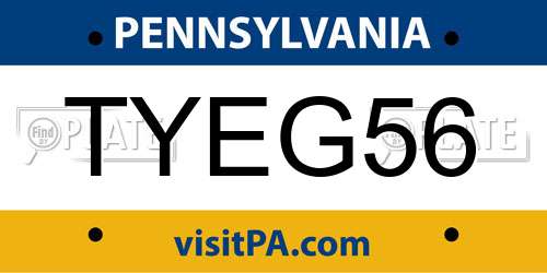 TYEG56 Pennsylvania License Plate