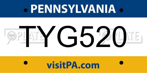 TYG520 Pennsylvania License Plate