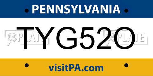 TYG52O Pennsylvania License Plate