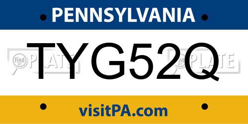 TYG52Q Pennsylvania License Plate