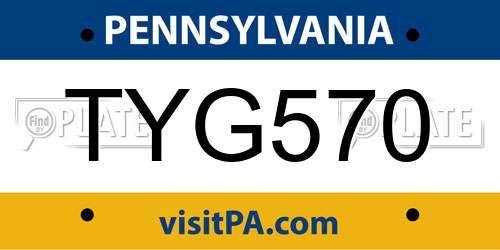 TYG570 Pennsylvania License Plate