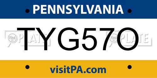 TYG57O Pennsylvania License Plate