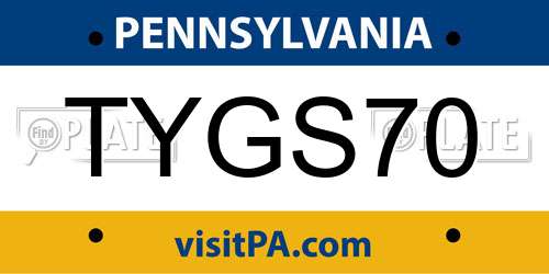 TYGS70 Pennsylvania License Plate