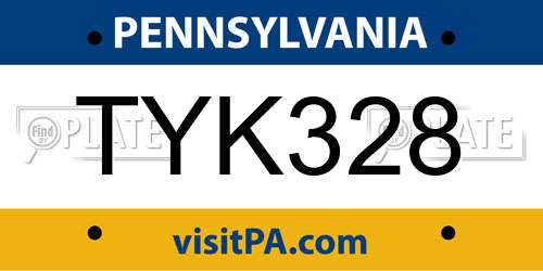TYK328 Pennsylvania License Plate