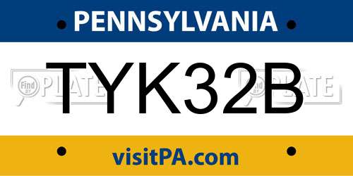 TYK32B Pennsylvania License Plate