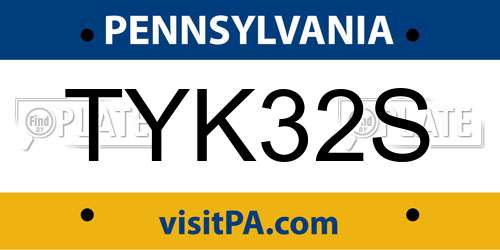 TYK32S Pennsylvania License Plate