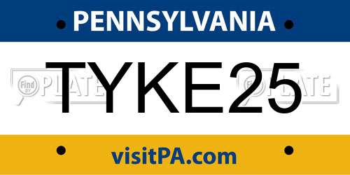 TYKE25 Pennsylvania License Plate