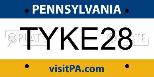 TYKE28 Pennsylvania License Plate