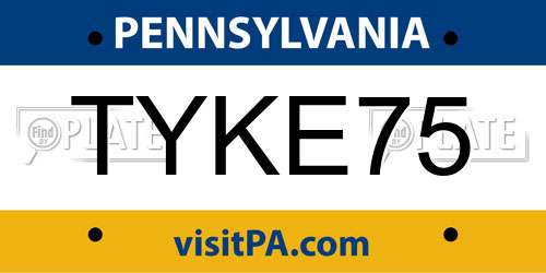 TYKE75 Pennsylvania License Plate