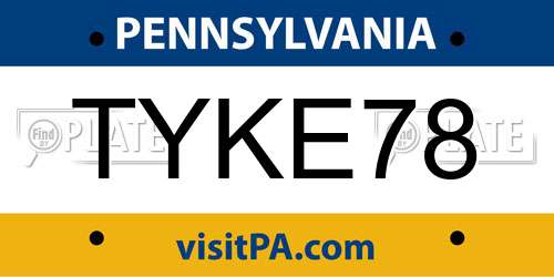 TYKE78 Pennsylvania License Plate