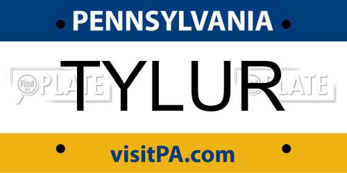 TYLUR Pennsylvania License Plate