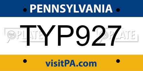 TYP927 Pennsylvania License Plate