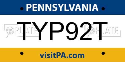 TYP92T Pennsylvania License Plate