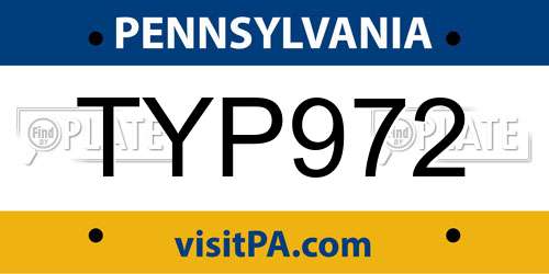 TYP972 Pennsylvania License Plate